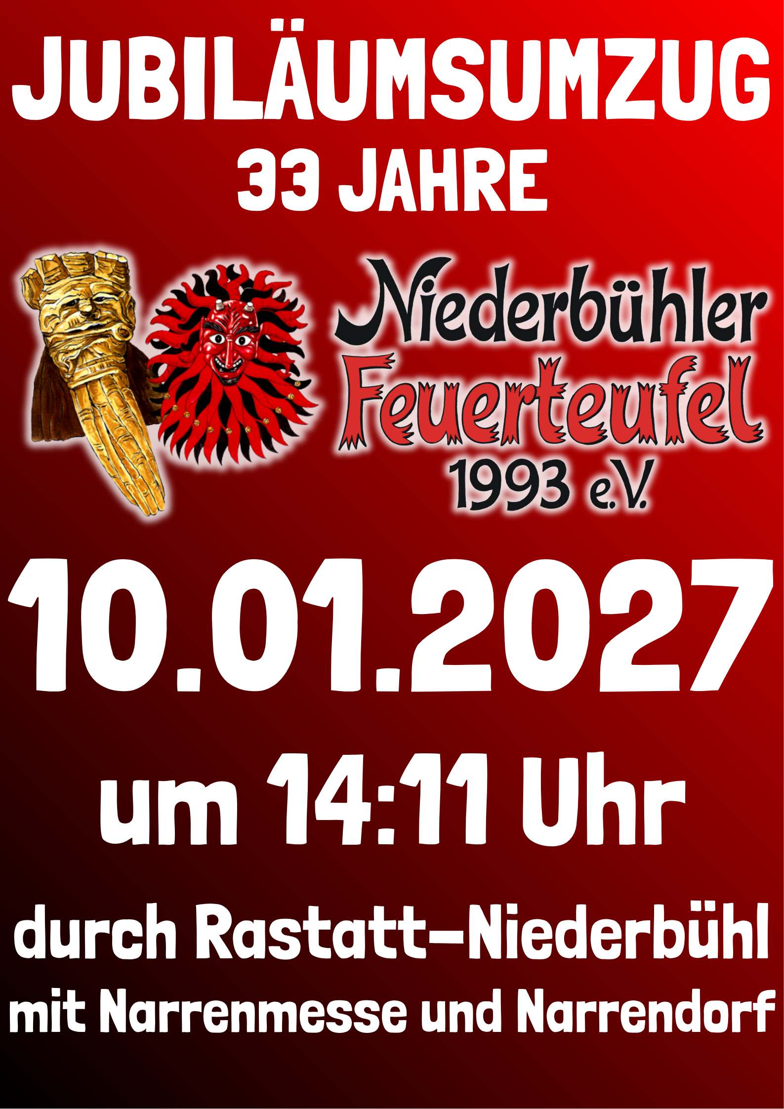 Jubiläumsumzug am 10.01.2027 - Save The Date